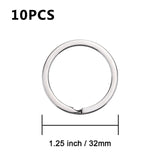 Polished Silver Color 25mm Round Flat Key Chain Rings