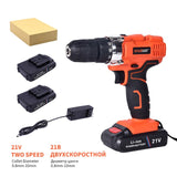 21V Wireless Electric Drill Screwdriver With 2 Batteries 2-Speed